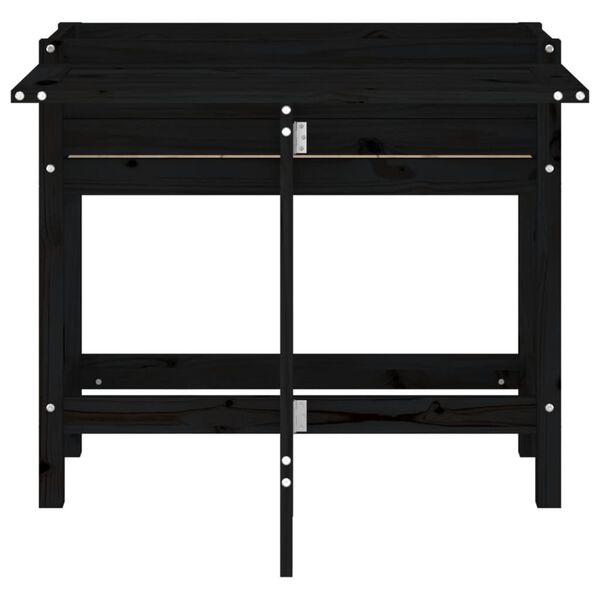 vidaxL Fioriera da Giardino Piano Pieghevole Nera Legno Massello Pino