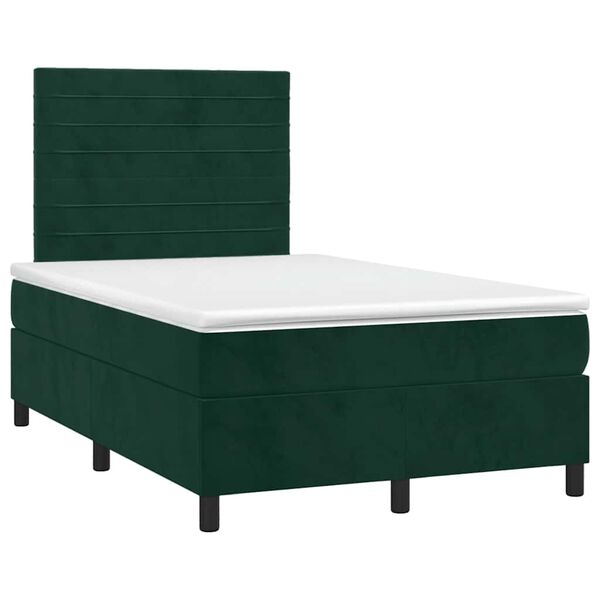 vidaXL Letto a Molle con Materasso e LED Verde Scuro 120x190cm Velluto