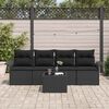 vidaXL Set di divani con cuscino 5 pcs Nero polyrattan