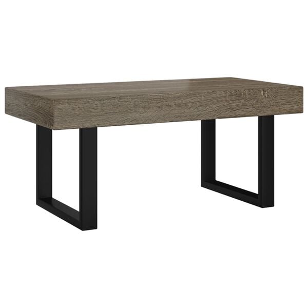 vidaXL Tavolino da Salotto Grigio e Nero 90x45x40 cm in MDF e Ferro