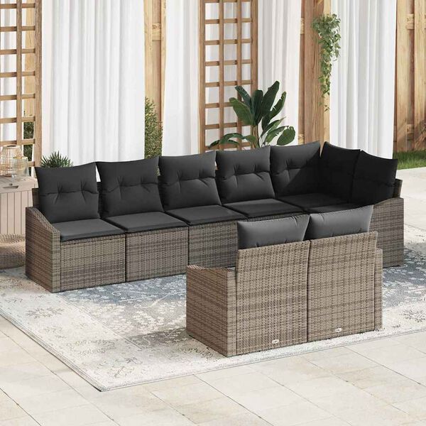 vidaXL Set di divani con cuscino 8 pcs Grigio polyrattan