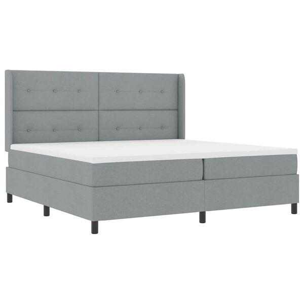 vidaXL Letto a molle con materasso Grigio chiaro 200 x 200 cm Tessuto