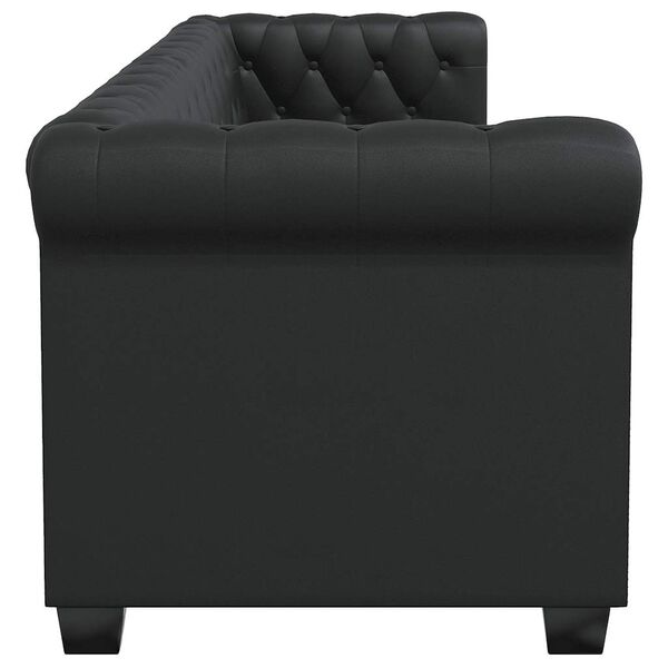 vidaXL Divano Chesterfield a 3 Posti in Finta Pelle Nero