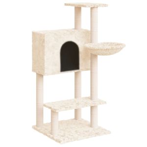 vidaXL Albero per Gatti con Tiragraffi in Sisal Crema 108,5 cm
