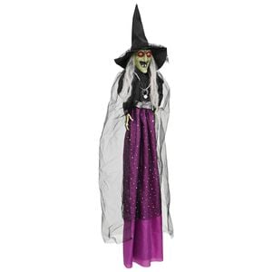 vidaXL Strega di Halloween da appendere SPOOKA Viola 30 x 133 cm