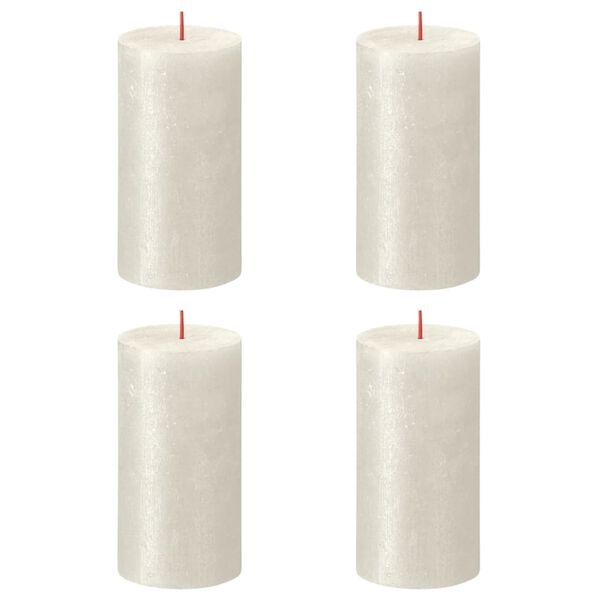 Bolsius Candele Pilastro Rustiche Shimmer 4 pz 130x68 mm Avorio