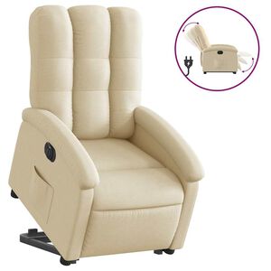 vidaXL Poltrona Alzapersona Reclinabile Elettrica Crema in Tessuto