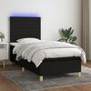 vidaXL Letto a Molle con Materasso e LED Nero 90x190 cm in Tessuto