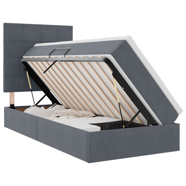 vidaXL Letto con contenitore e materasso Grigio scuro 100 x 200 cm