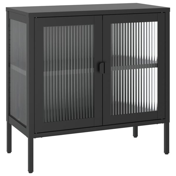 vidaXL Credenza Nera 70x35x70 cm Vetro e Acciaio