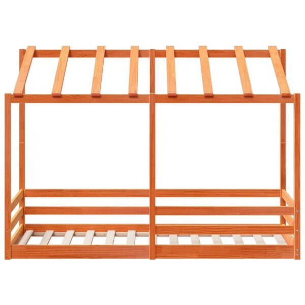 vidaXL Letto Bambini con Tetto Marrone Cera 90x190 cm Massello Pino