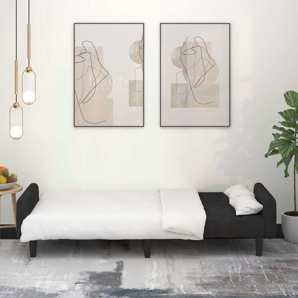 vidaXL Divano Letto a 2 Posti Nero in Velluto