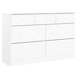 vidaXL Cassettiera ALTA Bianca 112x35x73 cm in Legno Massello di Pino