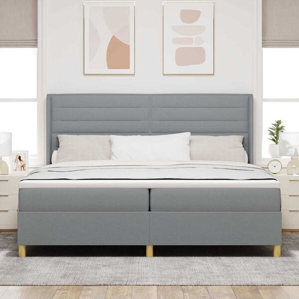vidaXL Letto a molle con materasso Grigio chiaro 200 x 200 cm Tessuto