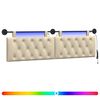 vidaXL Testiera sospesa Con luce LED Crema Tessuto
