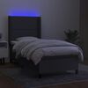 vidaXL Letto a Molle Materasso e LED Grigio Scuro 80x200 cm in Tessuto
