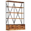 vidaXL Libreria a 4 Ripiani 6 Cassetti 122x36x181cm Massello di Mango
