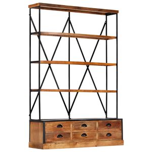 vidaXL Libreria a 4 Ripiani 6 Cassetti 122x36x181cm Massello di Mango