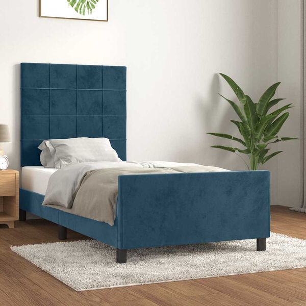 vidaXL Giroletto senza Materasso Blu Scuro 90x200 cm in Velluto