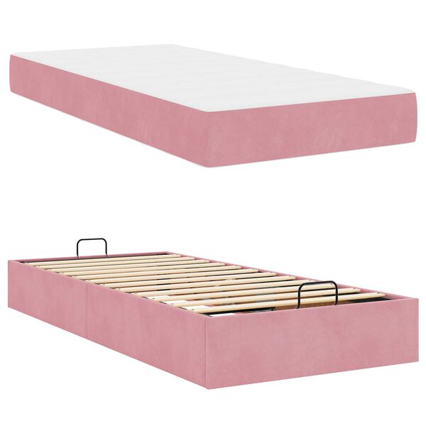 vidaXL Struttura letto con materasso con materasso 2 pcs Rosa Velluto