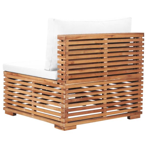 vidaXL Divano Centrale da Giardino con Cuscino Crema Massello di Teak