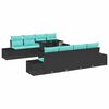 vidaXL Set Divano da Giardino 9 pz 8-Numero di posti Nero e Blu