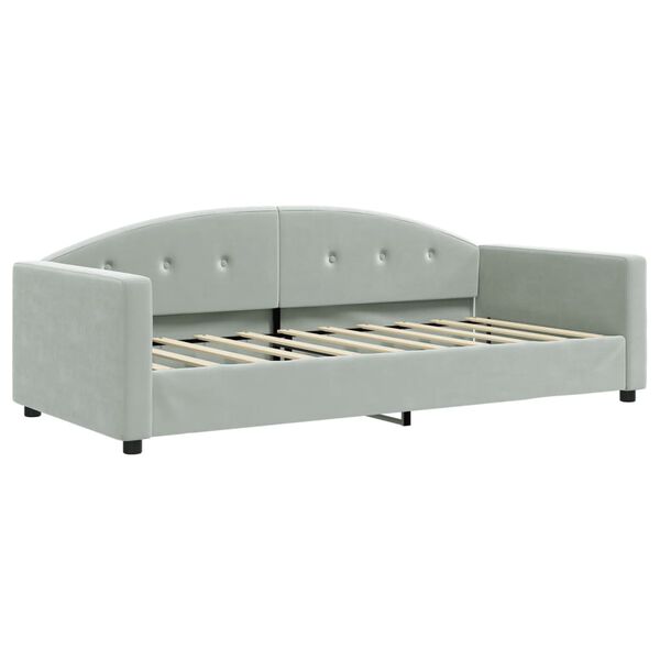 vidaXL Divano Letto Estraibile Materassi Grigio Chiaro 90x190 Velluto