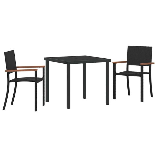 vidaXL Set da Pranzo per Giardino 3 pcs Nero