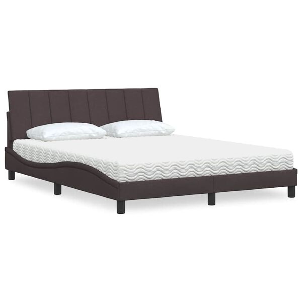 vidaXL Letto con Materasso Hanko Marrone Scuro 160x200cm Tessuto