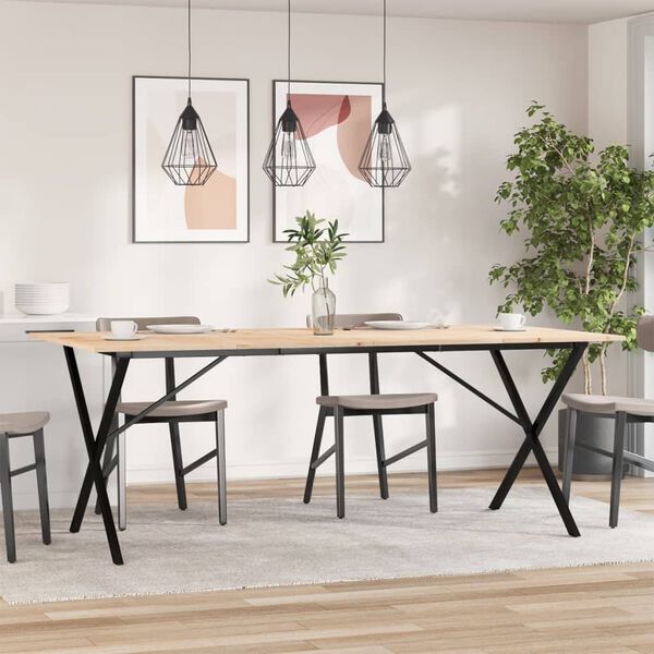 vidaXL Tavolo da Pranzo Telaio a X 200x100x75 cm Legno Pino e Acciaio