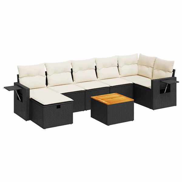 vidaXL Set Divani da Giardino con Cuscini 8 pz Nero in Polyrattan