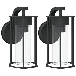 vidaXL Applique da Esterno 2 pz Nere in Acciaio Inossidabile