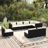 vidaXL Set Mobili da Giardino con Cuscini 8 pz in Polyrattan Nero
