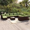 vidaXL Set Divani da Giardino 11 pz con Cuscini in Polyrattan Marrone