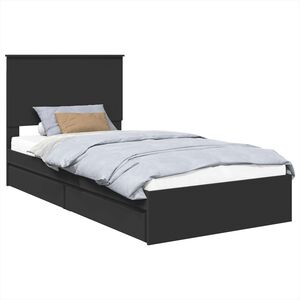 vidaXL Letto con Contenitore Nero 100 x 200 cm Legno multistrato