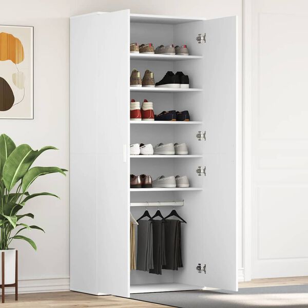 vidaXL Mobile per scarpe Bianco 80 x 39 x 178 cm Legno multistrato