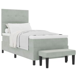 vidaXL Letto a molle con materasso Grigio chiaro 100 x 200 cm Velluto