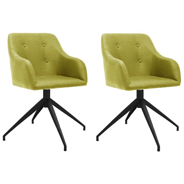 vidaXL Sedie da Pranzo Girevoli 2 pz Verdi in Tessuto