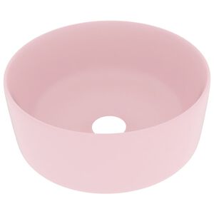 vidaXL Lavandino Lusso Rotondo Rosa Opaco 40x15 cm in Ceramica