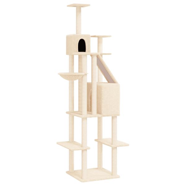 vidaXL Albero per Gatti con Tiragraffi in Sisal Crema 201 cm