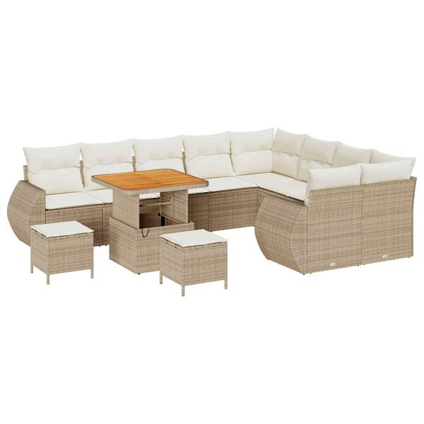 vidaXL Set Divano da Giardino 12 pcs Beige polyrattan