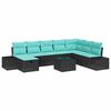 vidaXL Set Divano da Giardino 9 pz Nero polyrattan