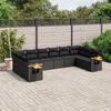 vidaXL Set Divani da Giardino 10pz con Cuscini in Polyrattan Nero