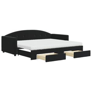 vidaXL Divano Letto Estraibile con Cassetti Nero 90x200 cm in Velluto