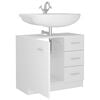 vidaXL Mobile Sottolavabo Bianco Lucido 63x30x54 cm Legno Multistrato