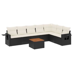 vidaXL Set Divani da Giardino con Cuscini 8 pz Nero in Polyrattan