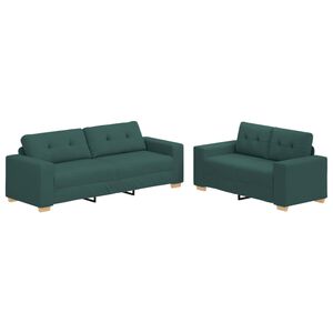 vidaXL Divano 2 pcs Verde Tessuto misto lino