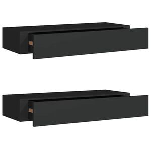 vidaXL Scaffali con Cassetti da Parete 2 pz Neri 60x23,5x10 cm MDF