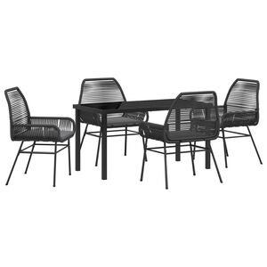 vidaXL Set da Pranzo per Giardino con cuscino 5 pcs Nero polyrattan