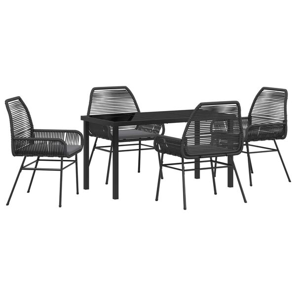 vidaXL Set da Pranzo per Giardino con cuscino 5 pcs Nero polyrattan